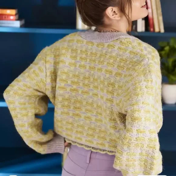 Mango Multi Color Knit Cardigan Size XS Women’s Woven Tweed Pockets Eclectic - Picture 3 of 8